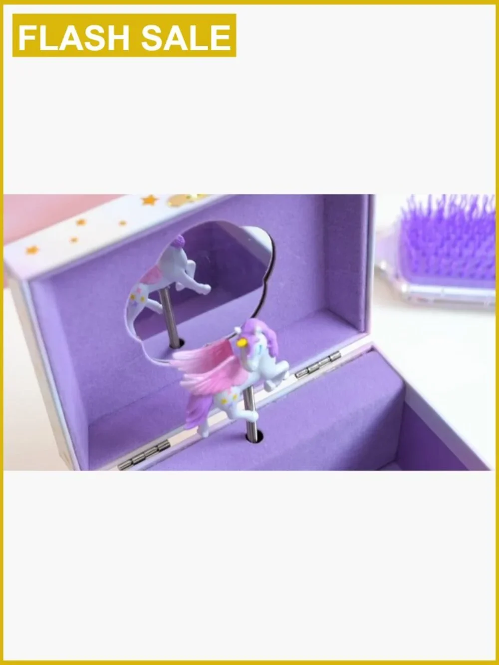 Musical Jewelry Box with Spinning Princess Doll, Kids Storage for Rings